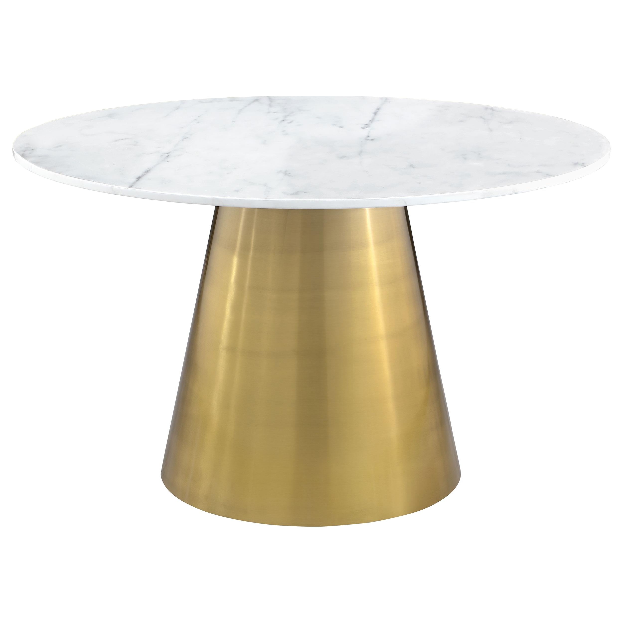 Coaster Furniture Ambrose 107600 Round 50-inch Marble Top Dining Table - Brushed Gold IMAGE 1